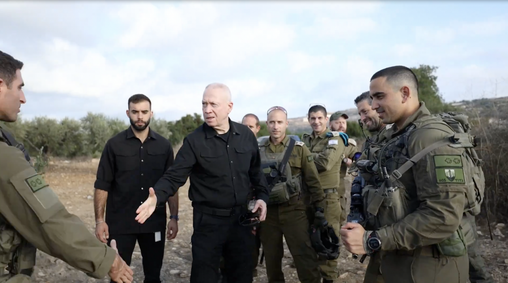 Israeli Defense Minister Yoav Gallant meets with soldiers stationed along the border with Lebanon as Israel readied a ground invasion against Hezbollah there. (Screenshot)