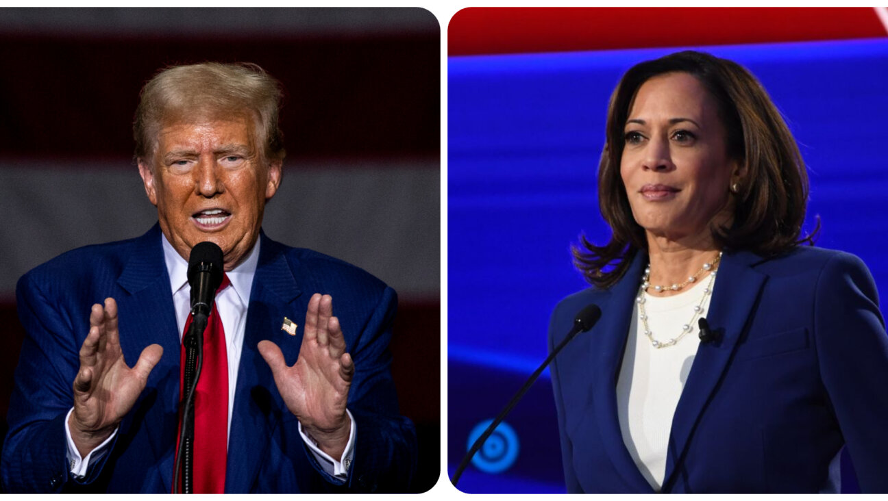 Former president Donald Trump at a campaign event in Michigan in August and Vice President Kamala Harris during a presidential primary debate in Oct. 2019.