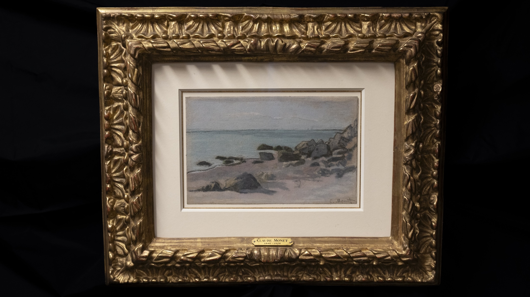 Claude Monet’s pastel on paper, “Bord de Mer,” dated about 1865 and which was stolen from the Parlagi family in 1940 by the Nazis in Austria, is seen after its recovery by the FBI’s Art Crime Team. (FBI).