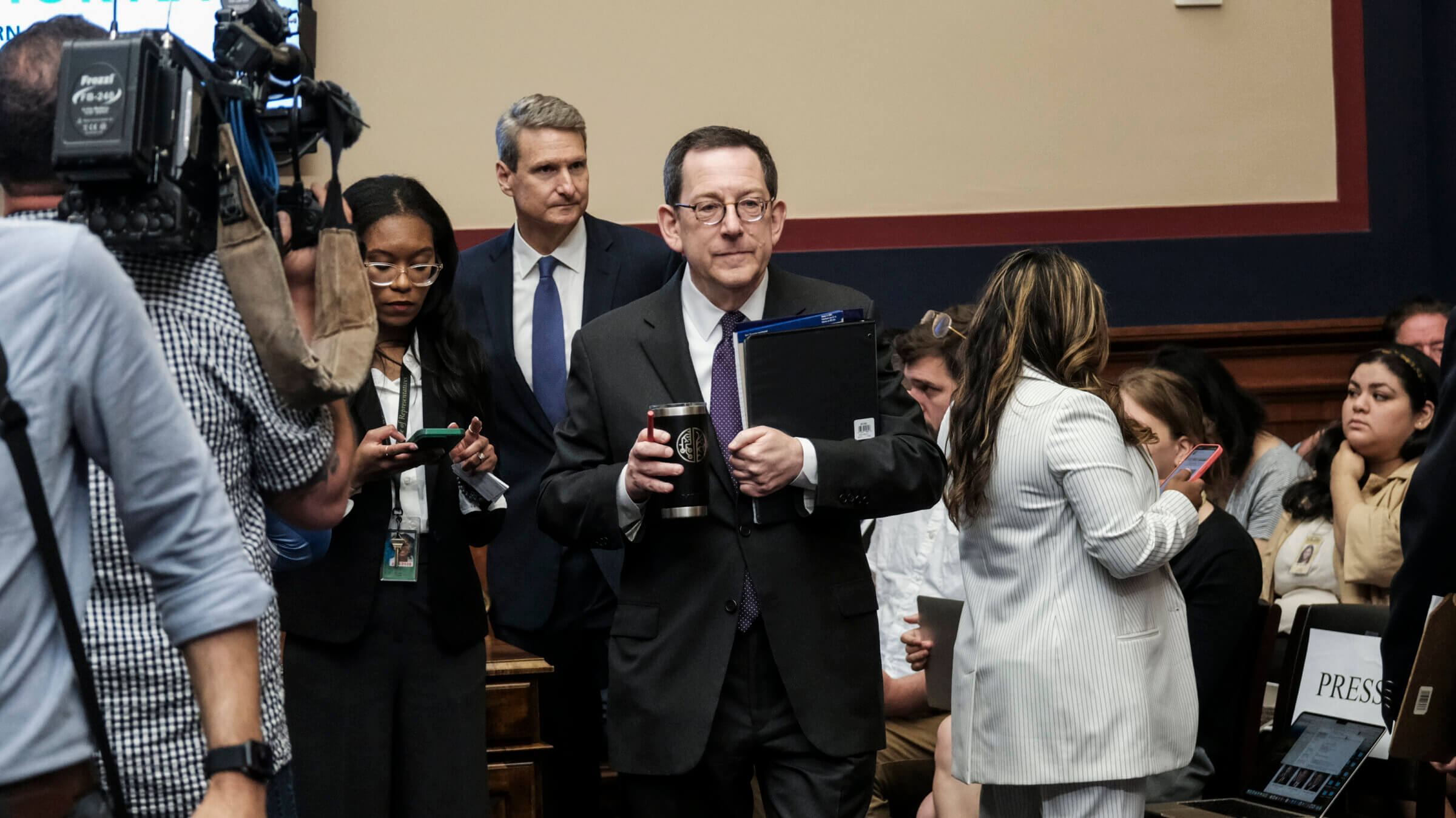 Michael Schill, president of Northwestern University arrives at a hearing called "Calling for Accountability: Stopping Antisemitic College Chaos" before the House Committee on Education and the Workforce on Capitol Hill in May.