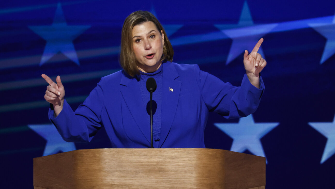  U.S. Rep. Elissa Slotkin (D-MI) speaks on stage during the final day of the Democratic National Convention on Aug. 22, 2024 in Chicago, Illinois.