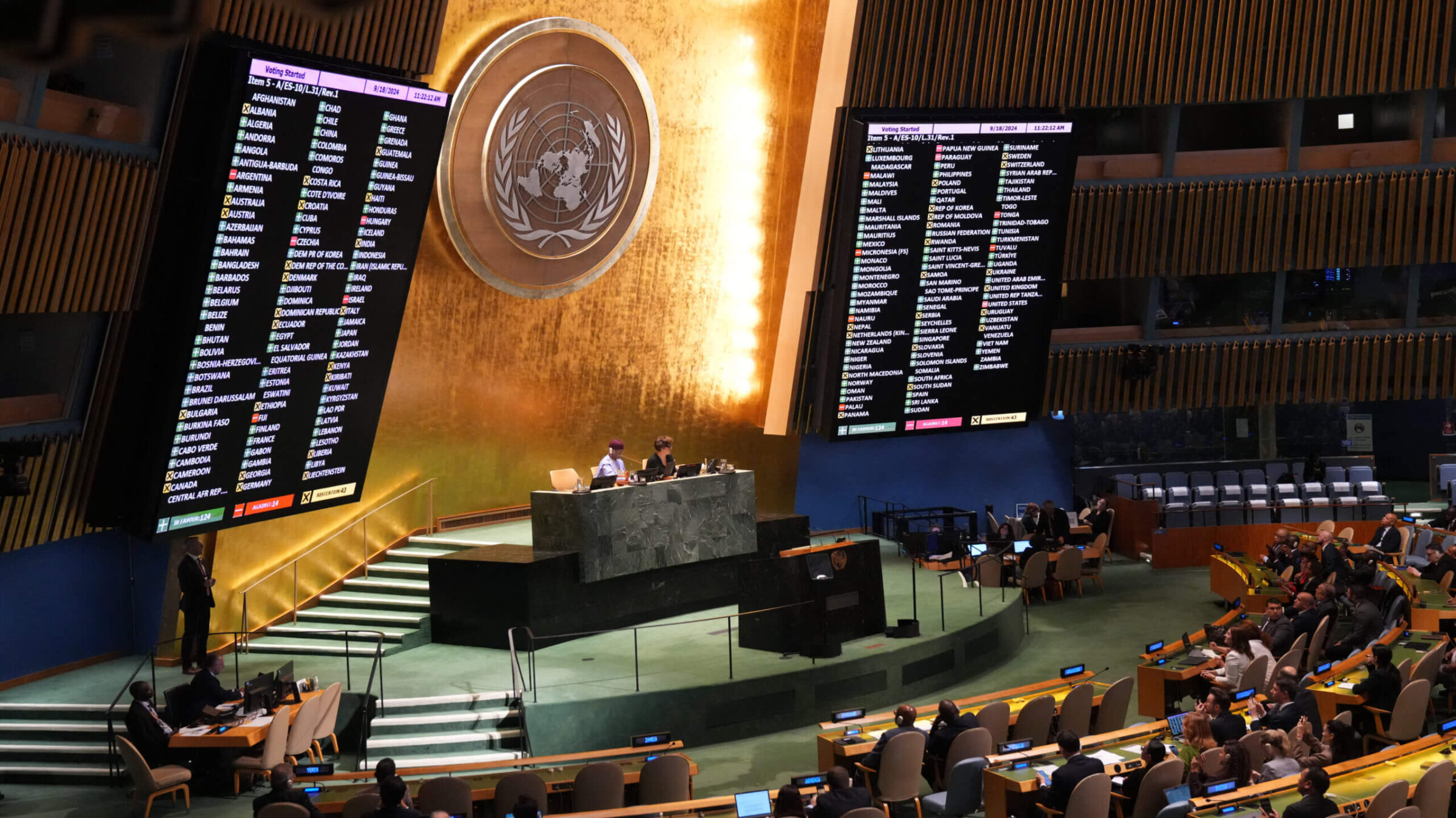 The United Nations discussed potential legal consequences for Israel's actions in the Palestinian territories on Sept. 18.