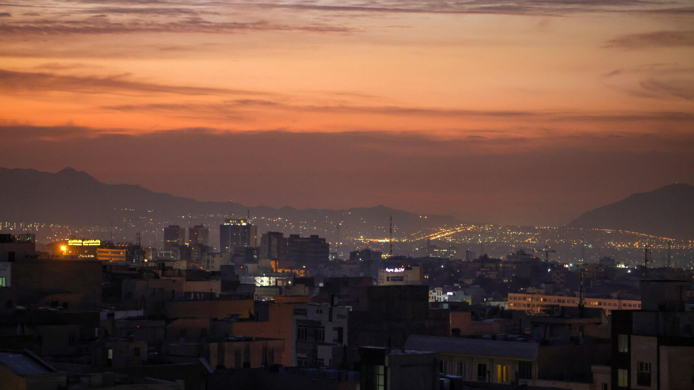 The Tehran skyline at dawn after several explosions were heard in Tehran on Oct. 26. 