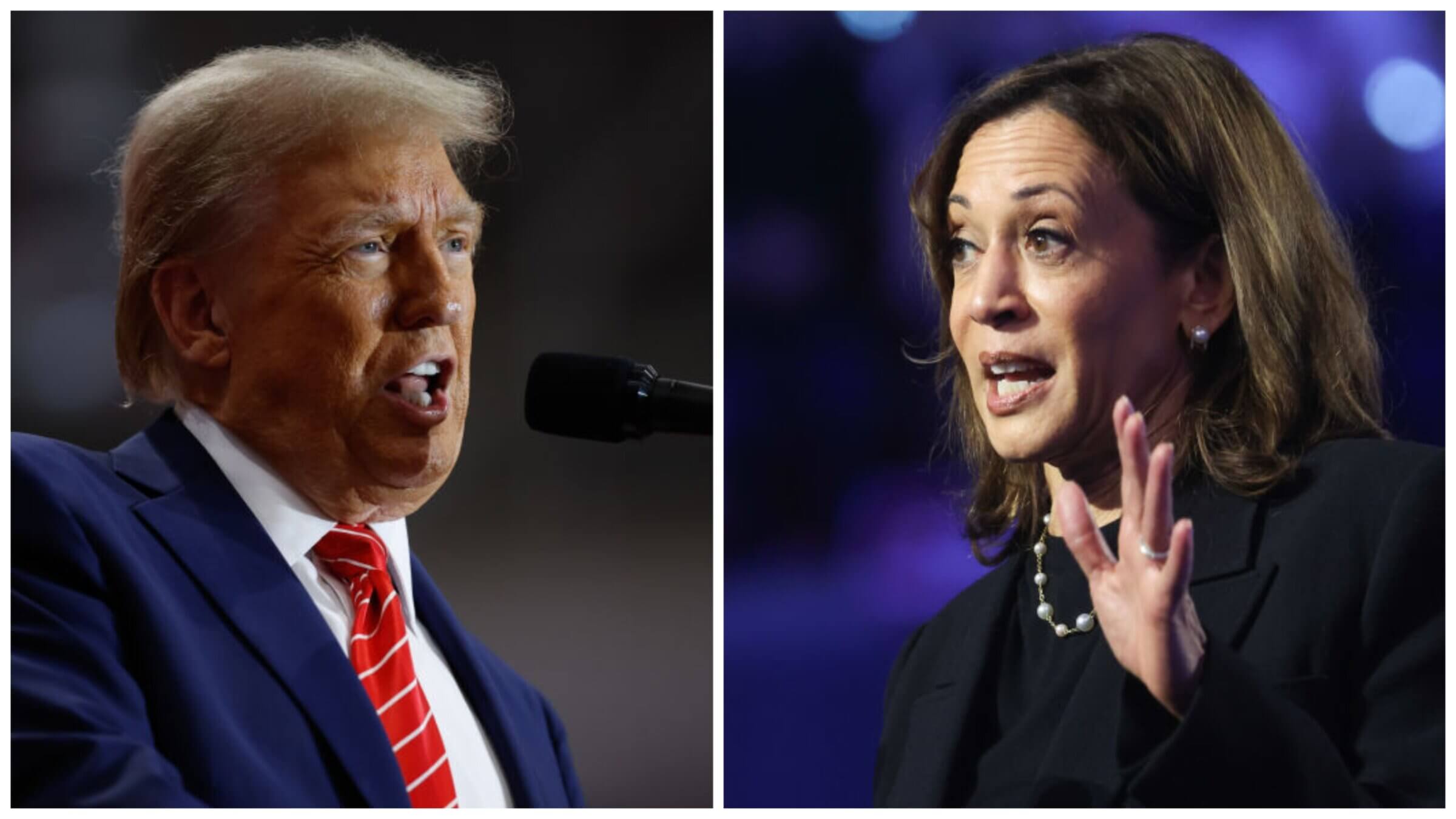 Former President Donald Trump and Vice President Kamala Harris on Oct. 30, 2024. 