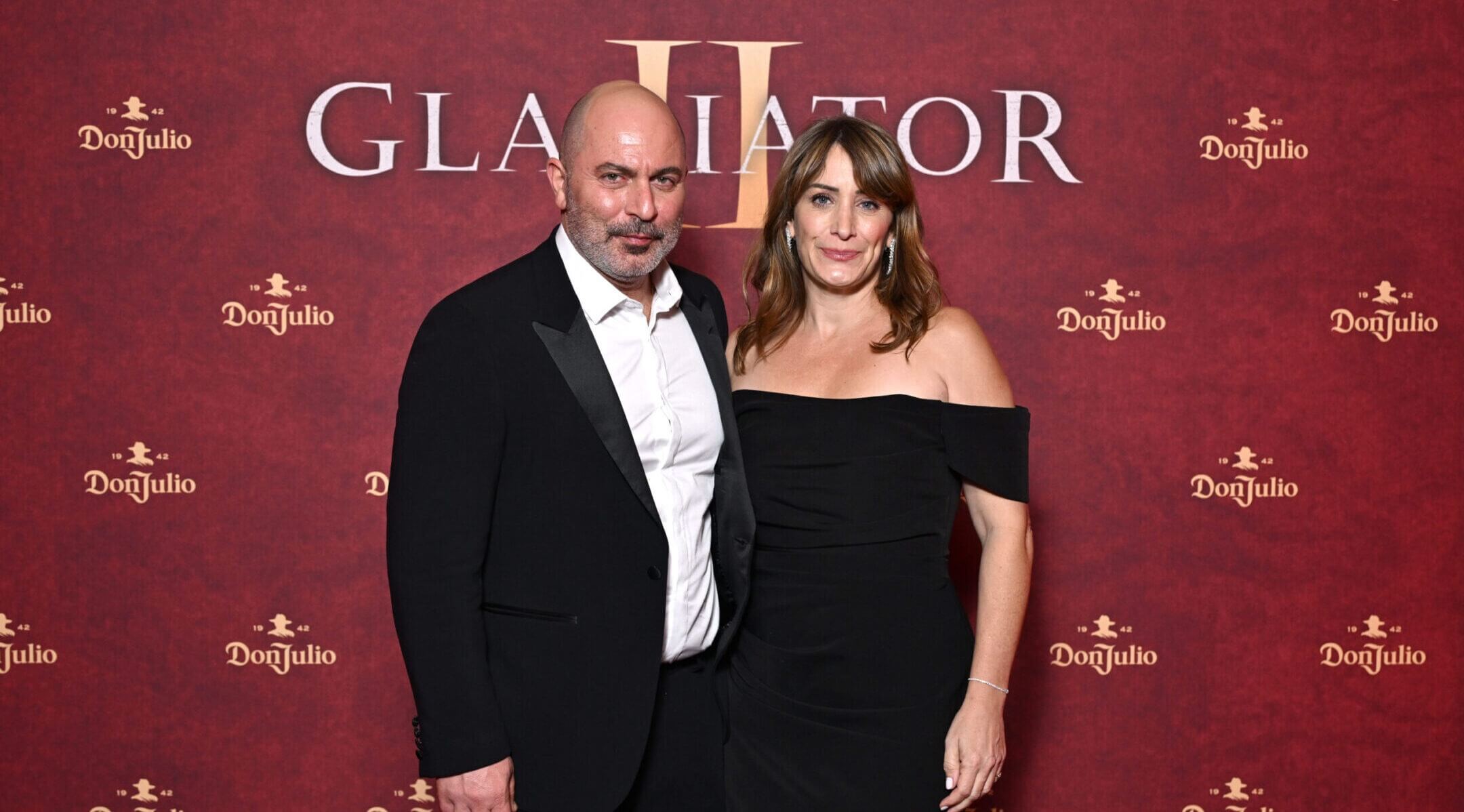 Israeli actor Lior Raz plays Viggo in Ridley Scott's "Gladiator II." He is pictured here with Meital Barda at the global premiere after-party in London, Nov. 13, 2024. (Kate Green/Getty Images for Paramount Pictures)