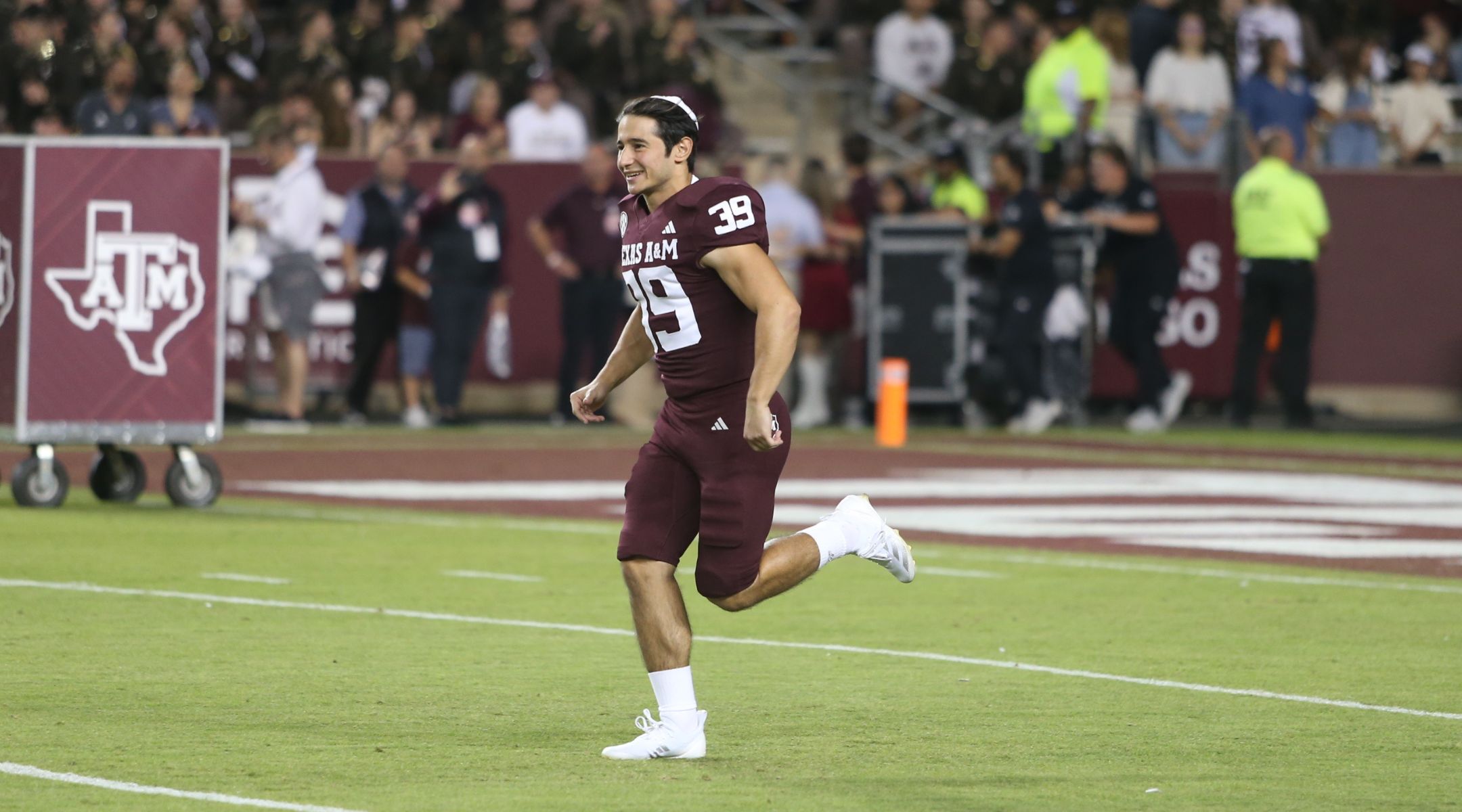 Sam Salz during Texas A&M’s game against New Mexico State at Kyle Field, Nov. 16, 2024 in College Station, Texas. (Rob Havens/Aggieland Illustrated)