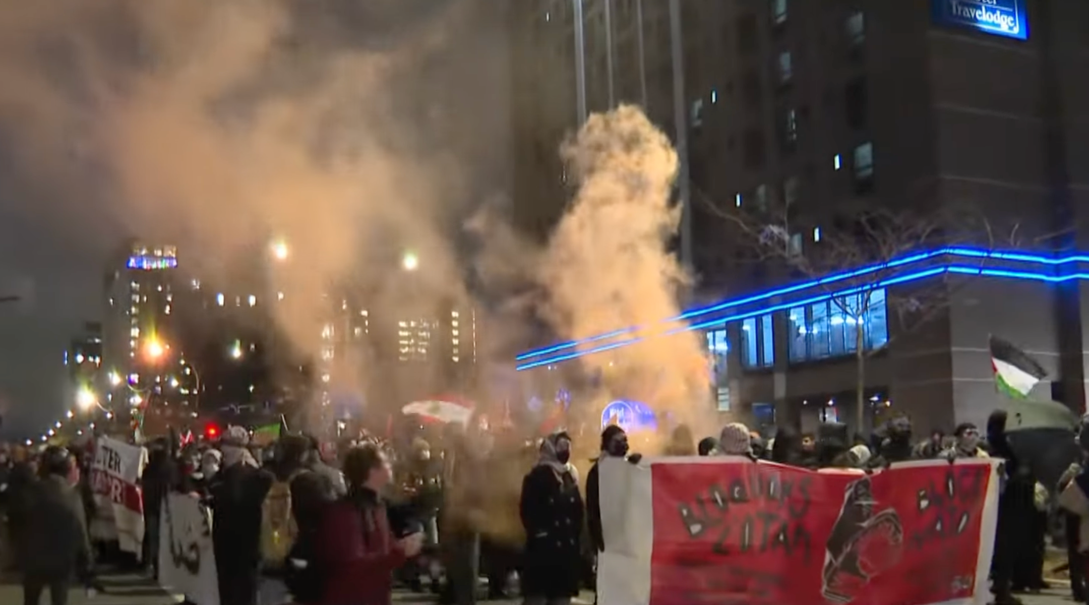 Pro-Palestinian protesters in Montreal on Friday, Nov. 22, 2024. (Screenshot)