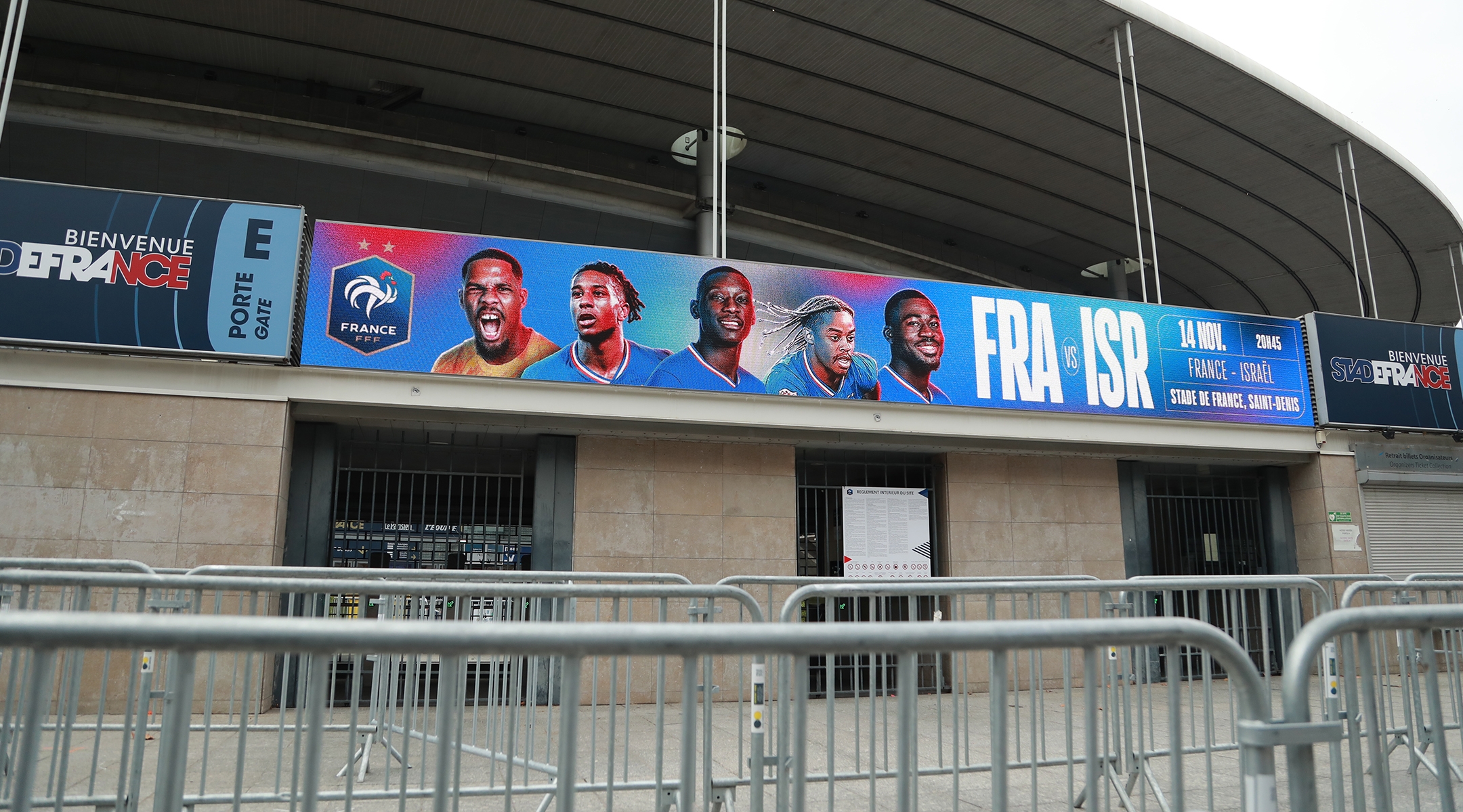 Police take measures around Stade de France prior to the UEFA Nations League League A Group A2 football match between France and Israel in northern suburb Saint-Denis of Paris, France, Nov. 14, 2024. (Mohamad Salaheldin Abdelg Alsayed/Anadolu via Getty Images)