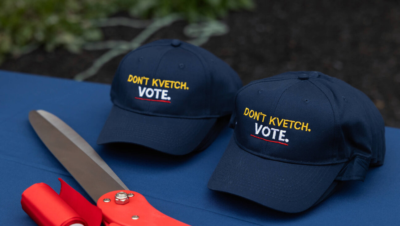 Baseball hats are embroidered with the phrase "Don't kvetch. Vote." at a Jewish Get Out The Vote center in Pennsylvania. 