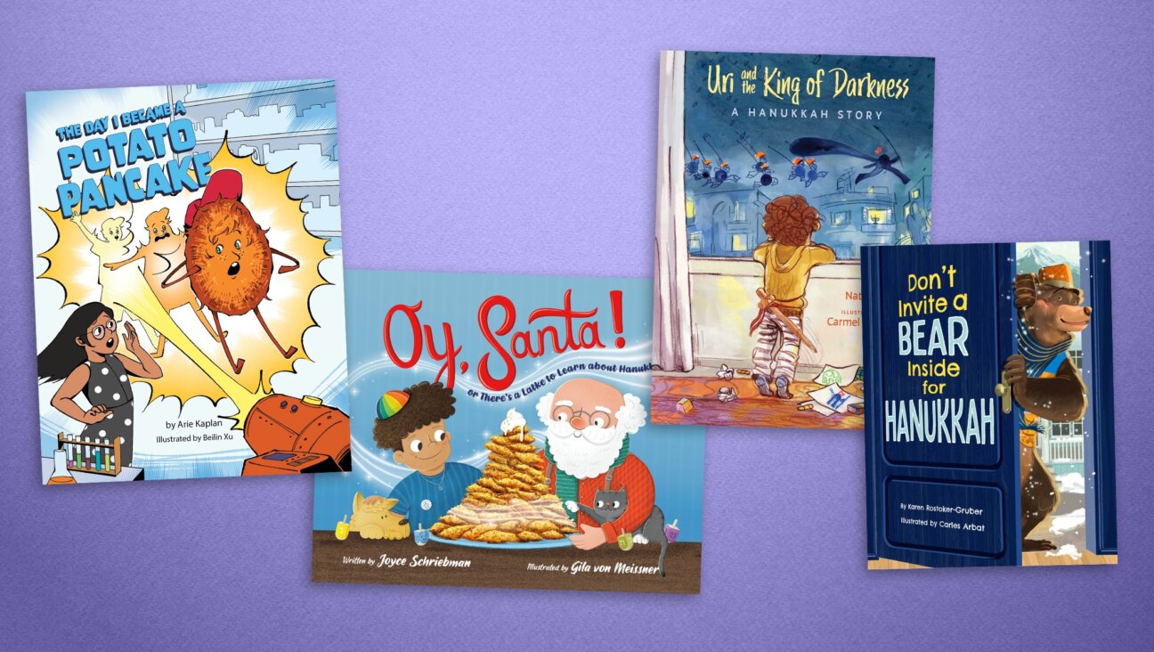 “Oy, Santa” is among the Hanukkah children’s books that also deal with Christmas that have come out in 2024. (Collage by Joe Strauss)