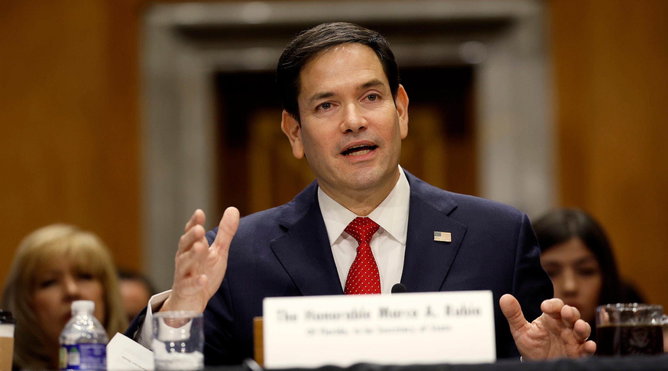 U.S. President-elect Donald Trump’s nominee for Secretary of State, Sen. Marco Rubio (R-FL) testifies during his Senate Foreign Relations confirmation hearing at Dirksen Senate Office Building on January 15, 2025 in Washington, DC. Rubio, a three-term Senator and a member of the Foreign Relations Committee, has broad bipartisan support from his Senate colleagues. (Kevin Dietsch/Getty Images)