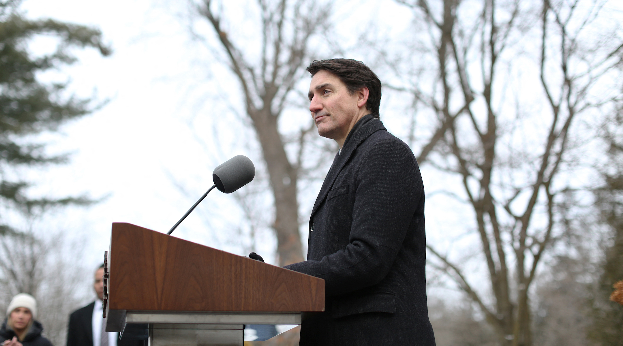 Canadian Prime Minister Justin Trudeau speaks during a news conference at Rideau Cottage in Ottawa, Canada on January 6, 2025. Trudeau announced his resignation, saying he will leave office as soon as the ruling Liberal party chooses a new leader. (Dave Chan/AFP via Getty Images)