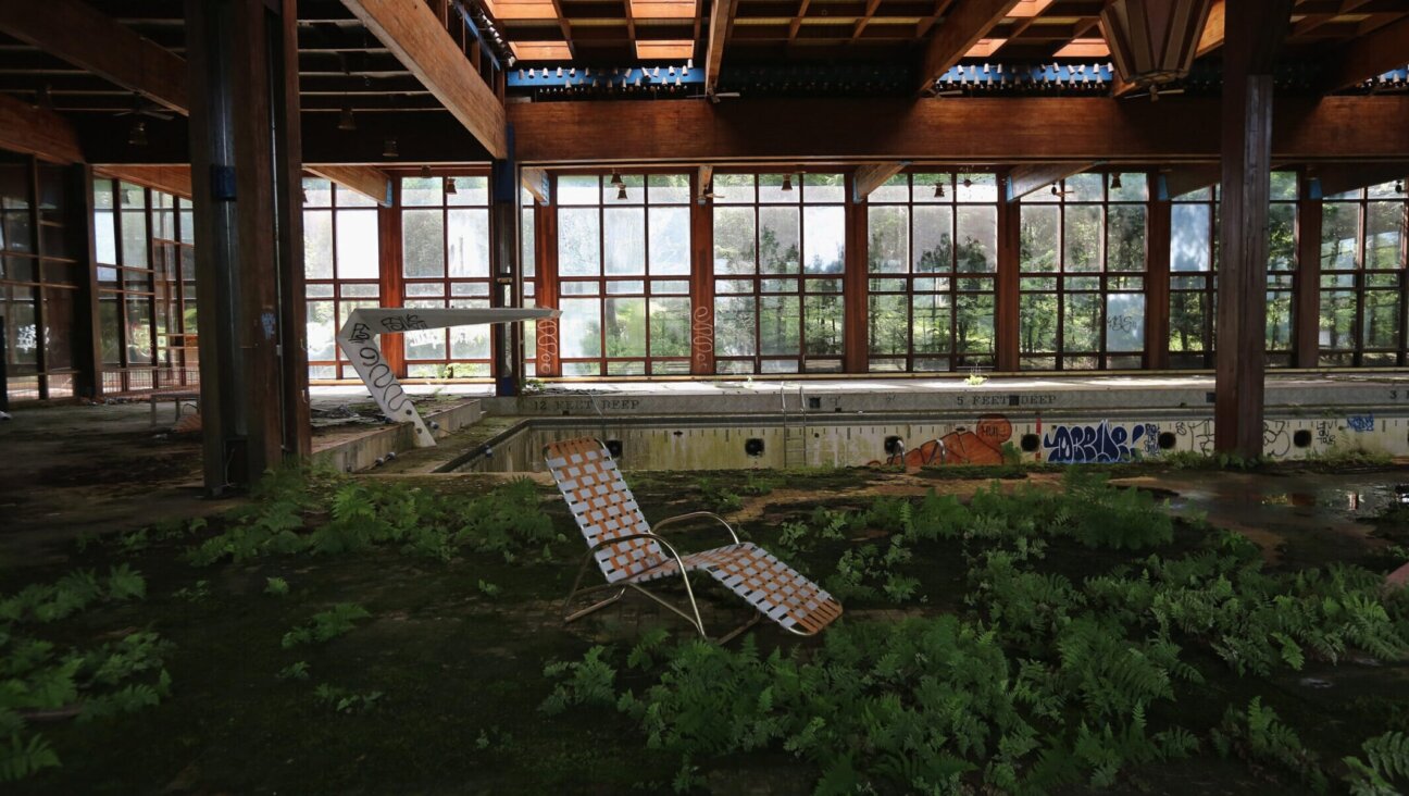 A lawn chair sits as nature takes over the indoor pool area of Grossinger’s Catskill Resort Hotel on July 5, 2012 in Liberty, New York. The hotel, closed since 1986, is one of many Borscht Belt hotels that shut down over the years. (John Moore/Getty Images)