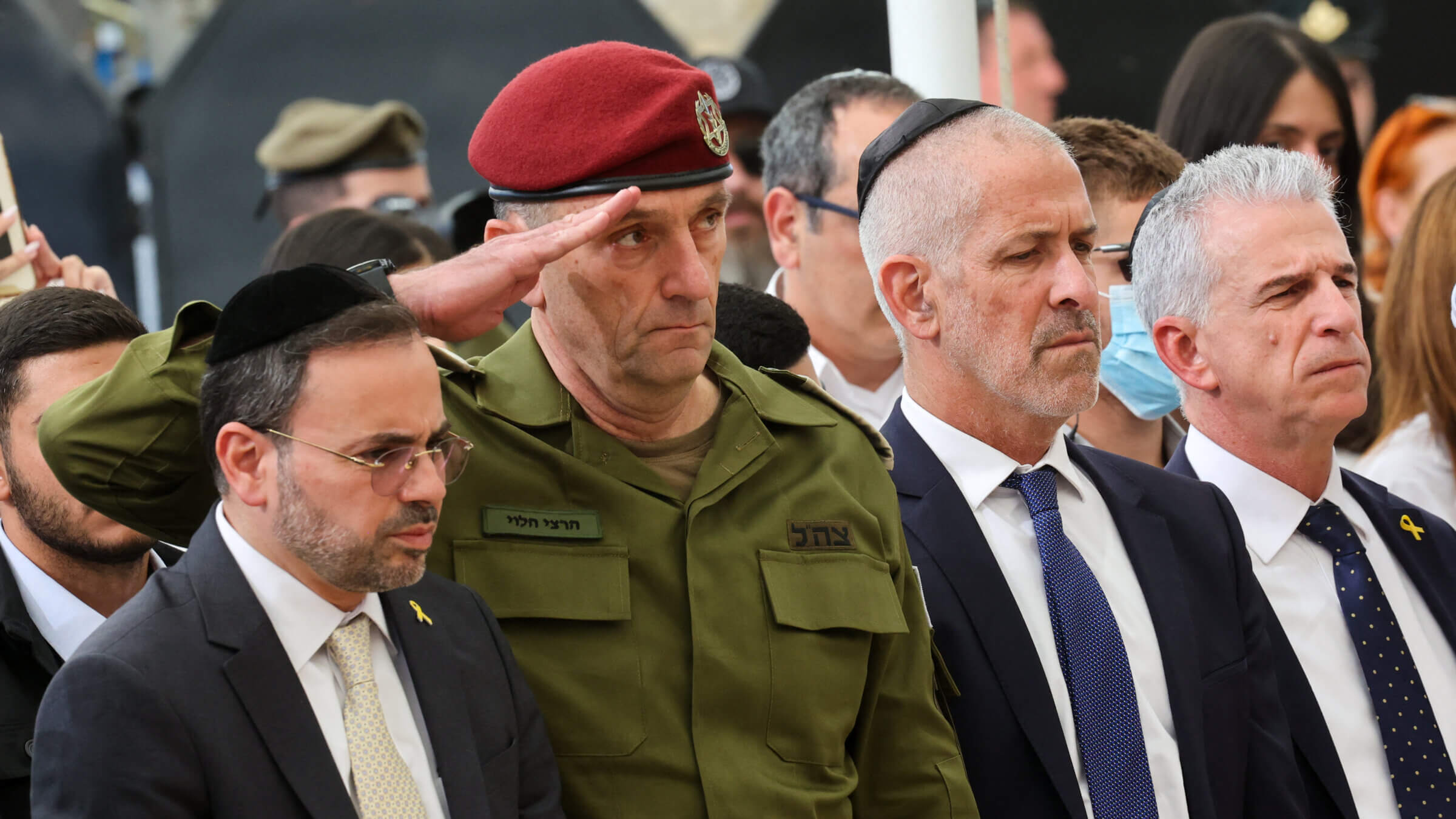 Chief of the General Staff Lieutenant-General Herzi Halevi, seen here in uniform at a memorial ceremony for Israelis killed in the Oct. 7 Hamas attack, announced his resignation Jan. 21, 2025. 