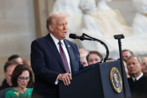 Trump speaks during his inauguration Jan. 20. 