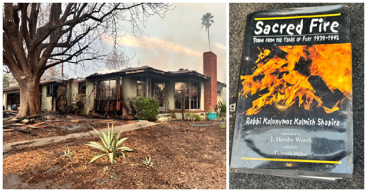 The Pasadena home of Rabbi Joshua Levine Grater was burned in a wildfire, but one book survived.