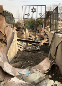 The rubble of the Pasadena Jewish Temple and Center after it burned down.