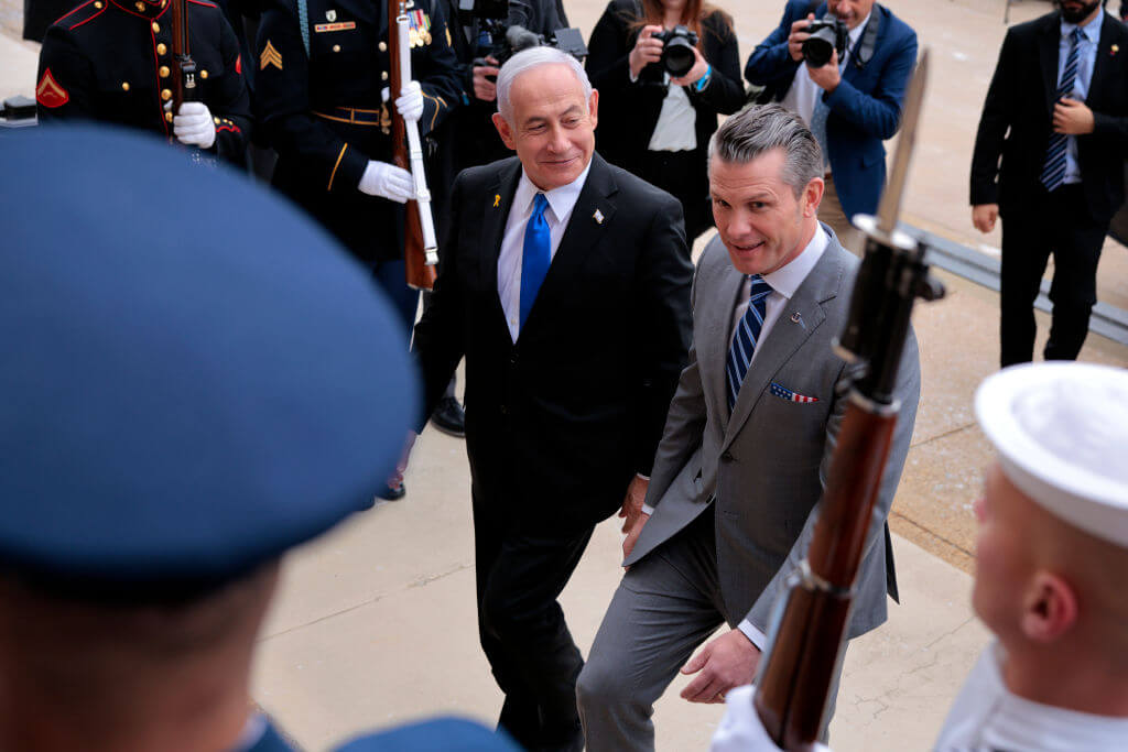 Prime Minister Benjamin Netanyahu and Secretary of Defense Pete Hegseth at the Pentagon on February 5, 2025.