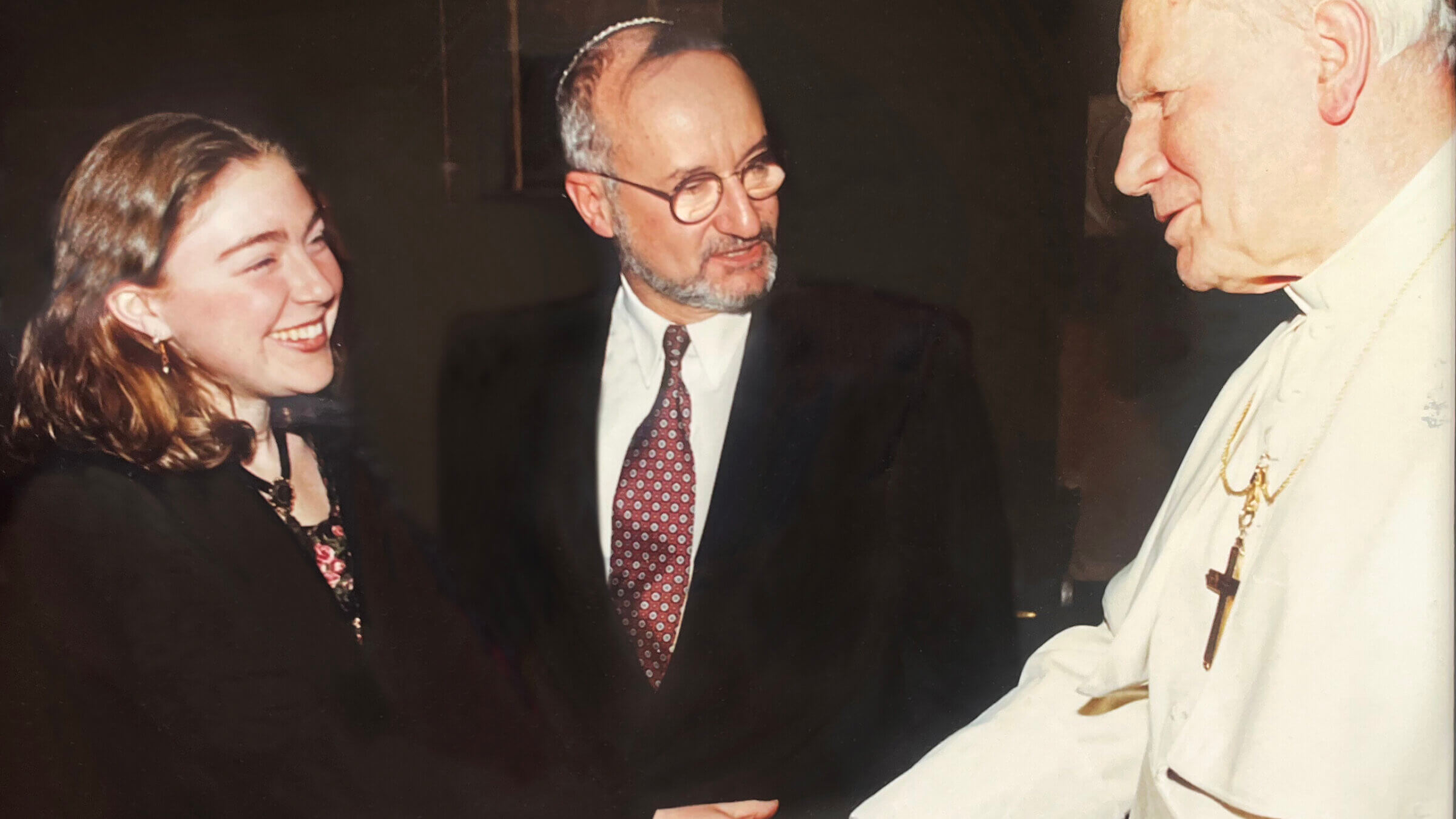 Accompanied by her father Rabbi A. James Rudin, the author meets Pope John Paul II.