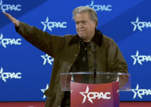 Bannon made the gesture toward the end of his speech to CPAC.